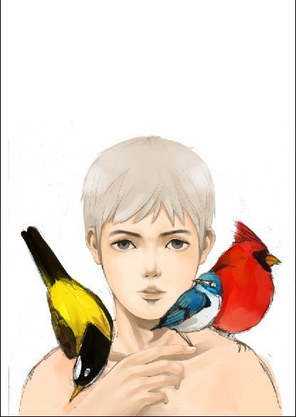 photoshop绘制阳光男孩水彩画7