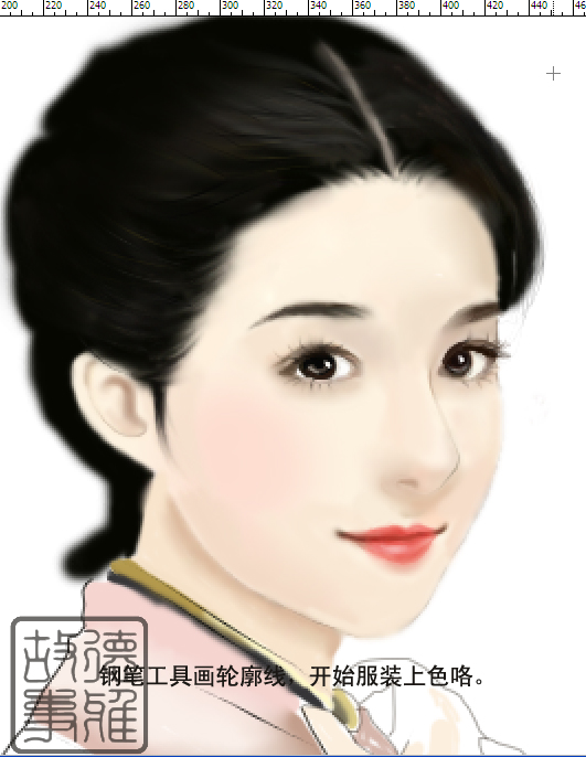 PhotoShop鼠绘古典甜美言情风古装美女头部教程1