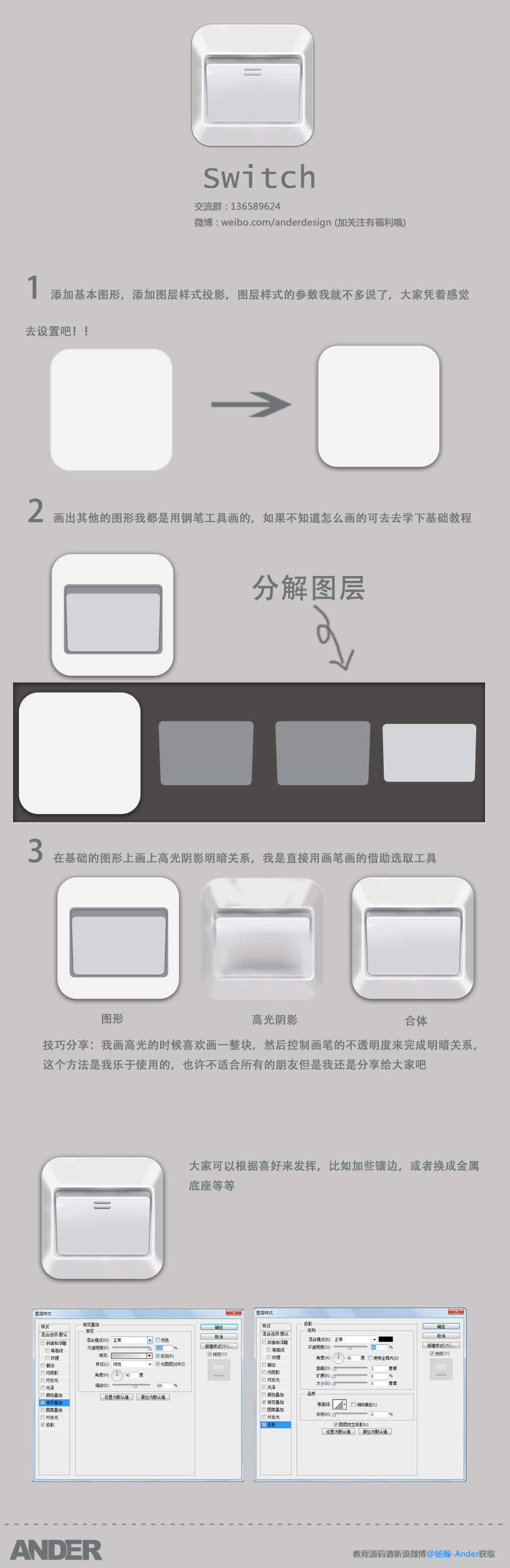 PS鼠绘清新开关图标2