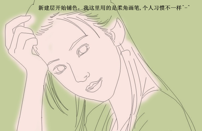 PS给手绘古典美女线稿上色教程3