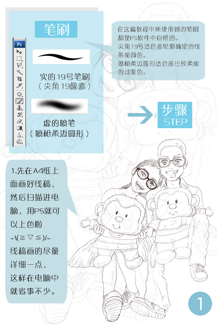 PS打造属于自已的情侣卡通漫画形象教程2