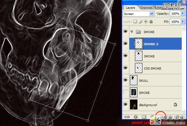 用PS合成骷髅烟雾禁烟标志21