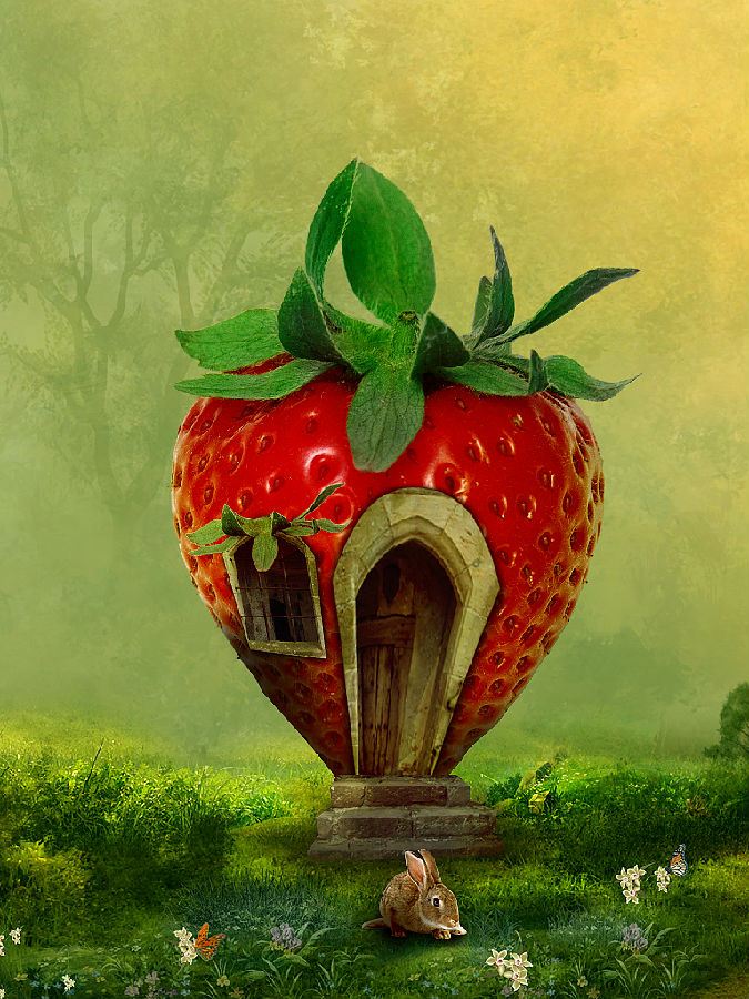 photoshop合成可爱的草莓房子教程1