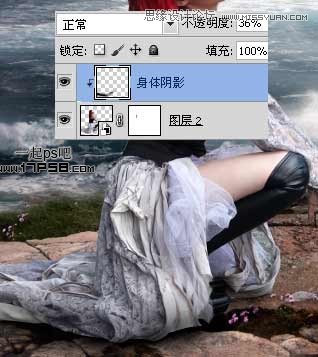 Photoshop合成被独自抛在海边孤独的女人12