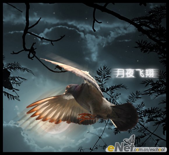 Photoshop创意合成月夜飞翔案例1