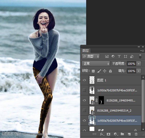 Photoshop给美女添加豹纹丝袜效果8