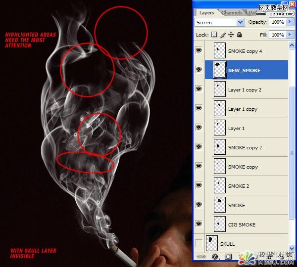 用PS合成骷髅烟雾禁烟标志30