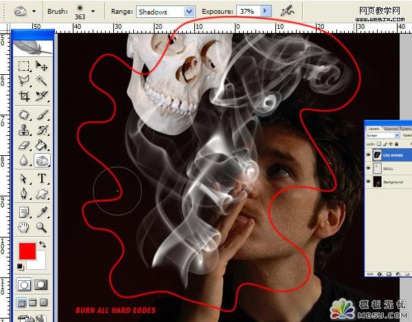 用PS合成骷髅烟雾禁烟标志8