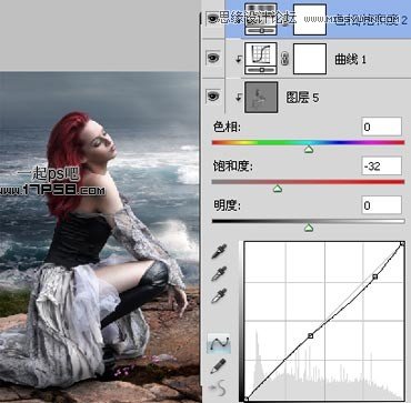 Photoshop合成被独自抛在海边孤独的女人14