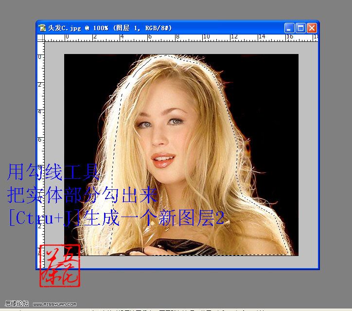 PhotoShop应用图层滤色和叠加模式抠出头发4