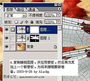 PS抠图：图层混合的方法换蜻蜓背景的教程5