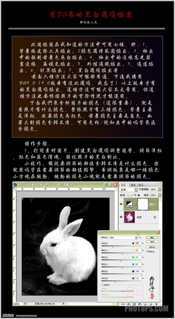 用Photoshop的黑白选项抠图5