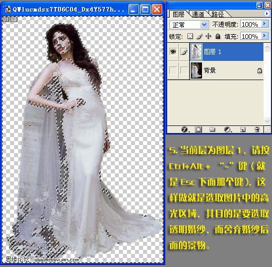 PS抠图：要抠就抠婚纱MM5