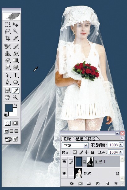 PS婚纱抠图与背景替换17