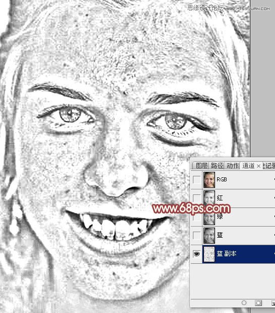 Photoshop使用通道法给满脸雀斑的女人磨皮18