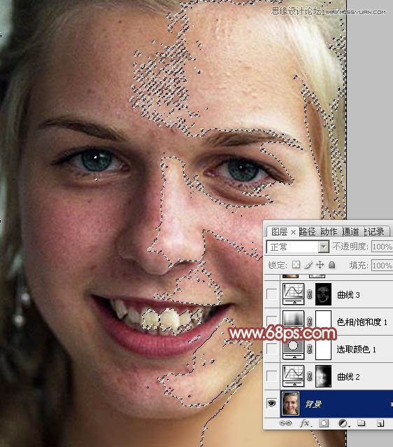 Photoshop使用通道法给满脸雀斑的女人磨皮3