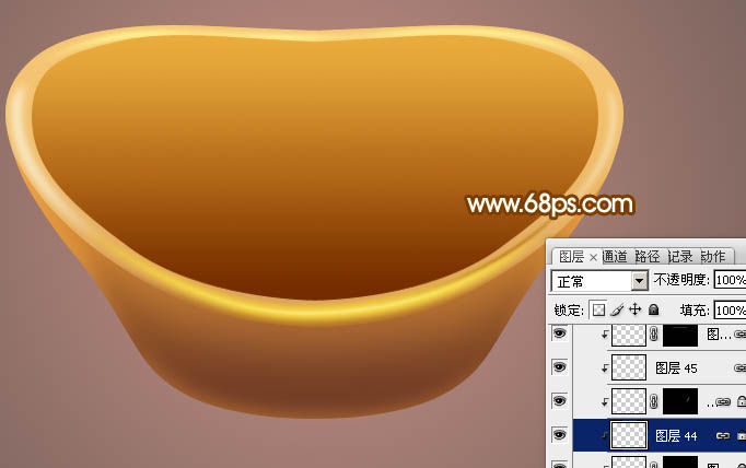 Photoshop制作一个漂亮的金色元宝23