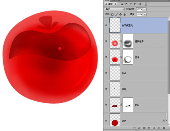 Photoshop制作剔透的红色玻璃樱桃13