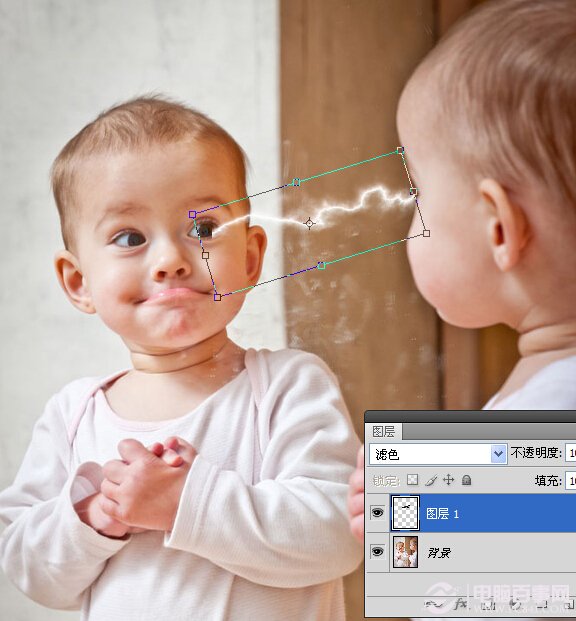photoshop制作出宝宝放电效果10