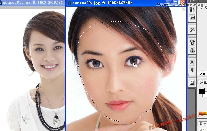 Photoshop给两张美女照片完美的换脸处理5