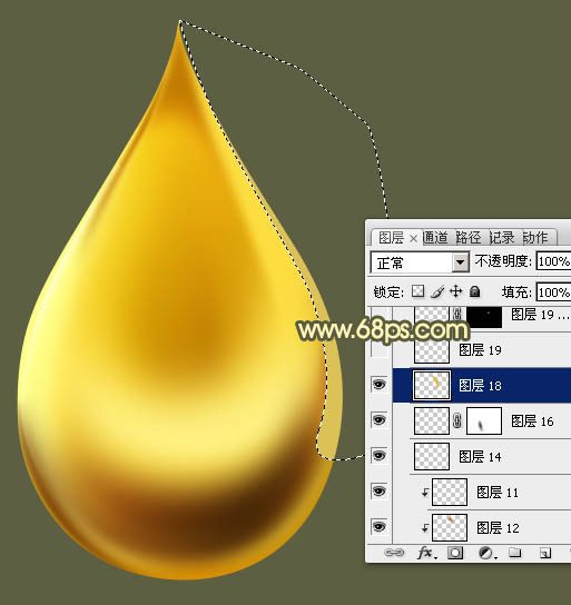 Photoshop制作非常精致的金色油滴26