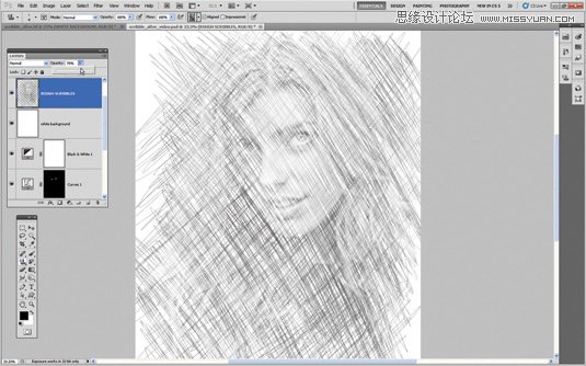 Photoshop把美女人像照片转化成手绘素描效果教程12