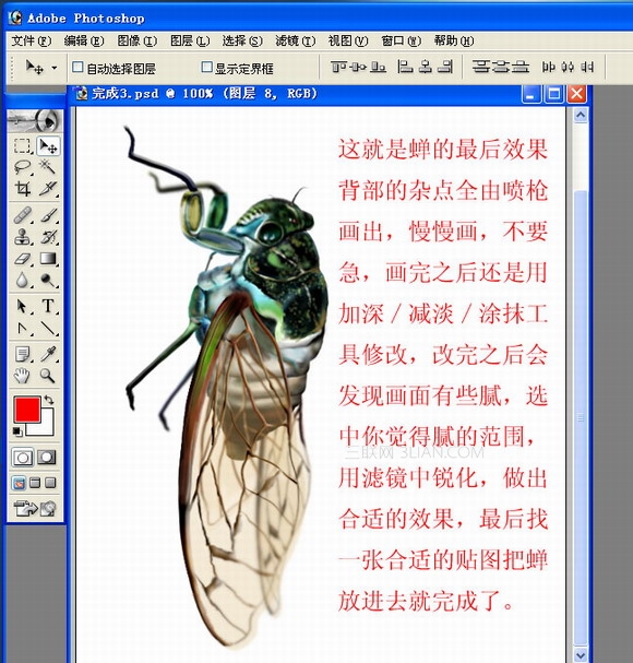 Photoshop绘制一只真实的蝉35