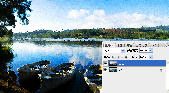 巧用Photoshop将风景照制作成油画效果8