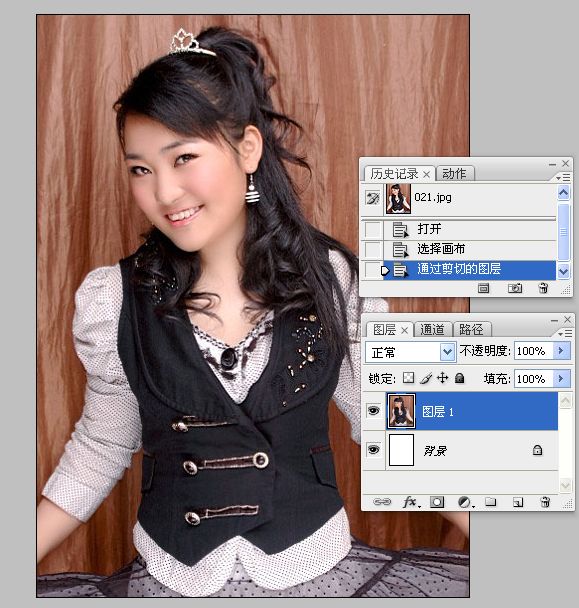 Photoshop给美女照片添加装裱效果5