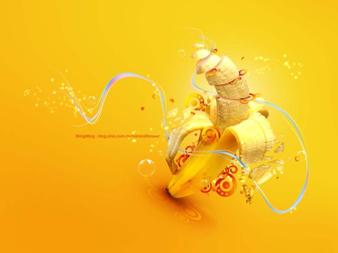 Photoshop设计黄色风格的香蕉桌面壁纸1