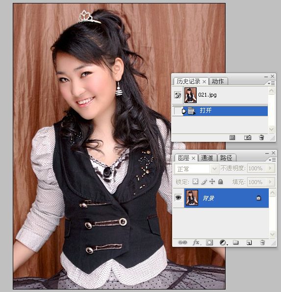 Photoshop给美女照片添加装裱效果3