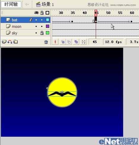 Flash教你如何制作蝙蝠在月夜里飞翔22