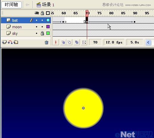 Flash教你如何制作蝙蝠在月夜里飞翔25