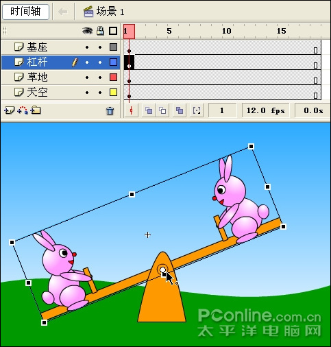 Flash设计制作可爱的小兔子跷跷板动画实例教程26