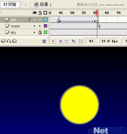 Flash教你如何制作蝙蝠在月夜里飞翔24