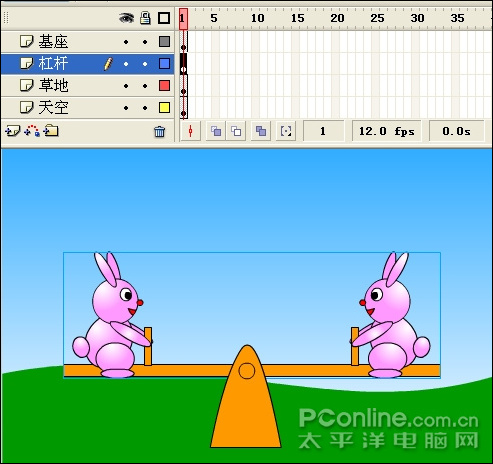 Flash设计制作可爱的小兔子跷跷板动画实例教程25