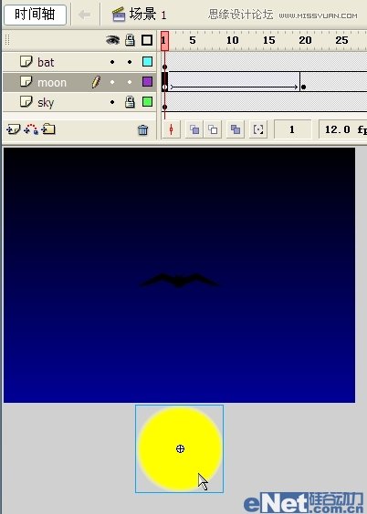 Flash教你如何制作蝙蝠在月夜里飞翔19
