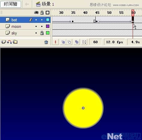 Flash教你如何制作蝙蝠在月夜里飞翔23