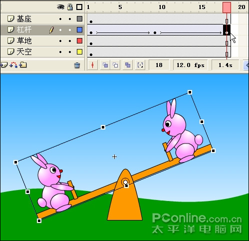 Flash设计制作可爱的小兔子跷跷板动画实例教程27