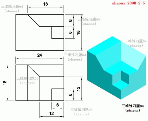 AutoCAD三维建模教程：拉升、差集、倒角1