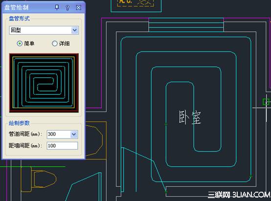 浩辰CAD教程：地板采暖手动绘制盘管1