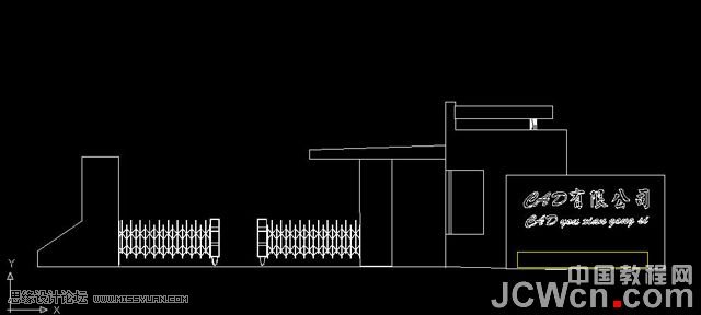 CAD教程：厂区大门的建模及渲染过程2