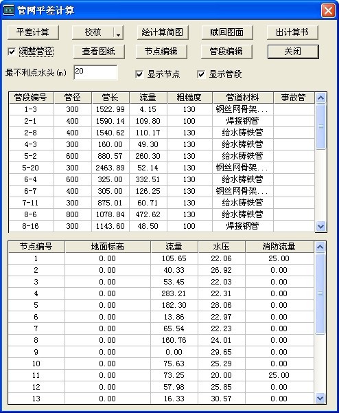 浩辰给排水管网平差功能介绍1