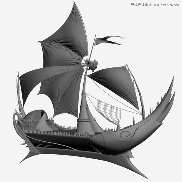 3DMAX制作在大海中航行的帆船教程12
