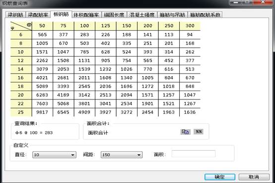 浩辰结构软件钢筋查询表的操作方式3