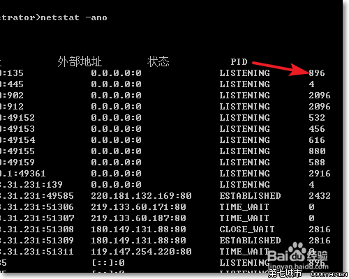 如何在Windows里边根据端口找到其提供服务的进程?3