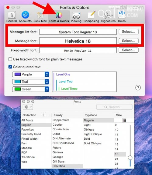 怎么更改Mac中的邮件字体大小1