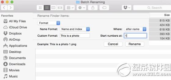 mac os x10.10怎么批量修改文件名？1