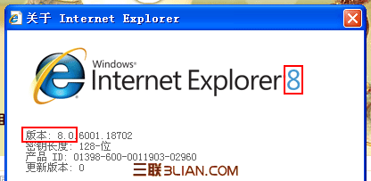 查看IE浏览器版本的方法4