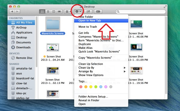 如何在OS X Mavericks的Finder打开不同标签3
